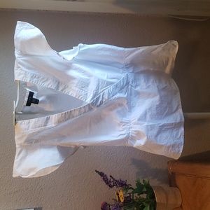 "NEW" J.Crew Ruffle Sleeves White Short Sleeve Top size 6